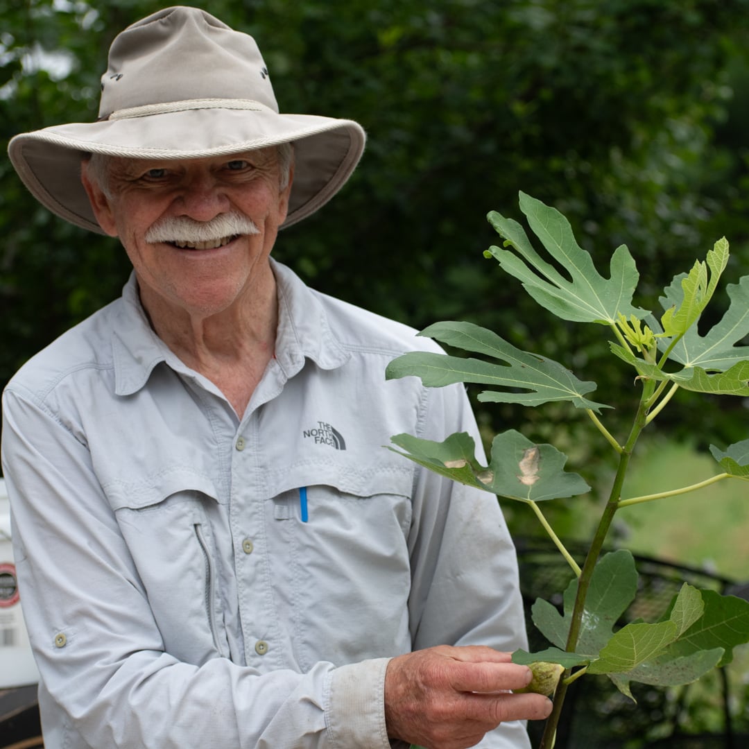 Eric holding a fig tree